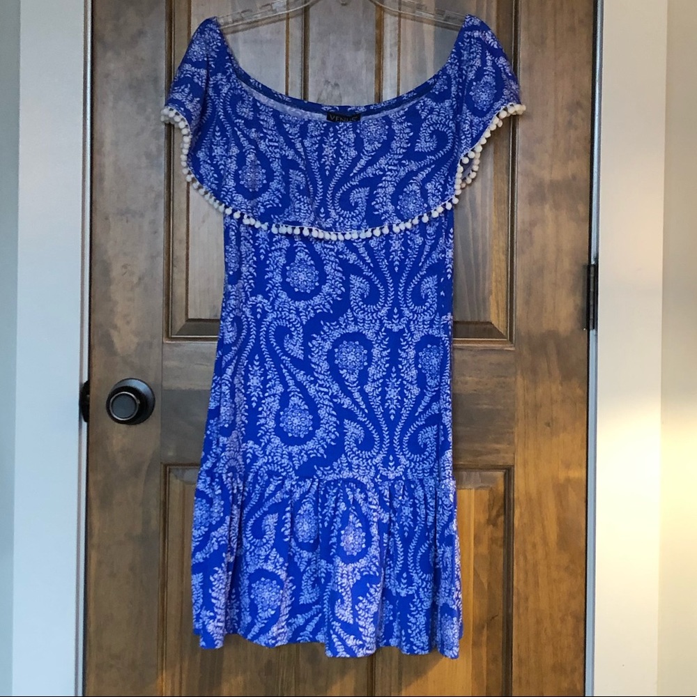 Blue off the shoulder dress